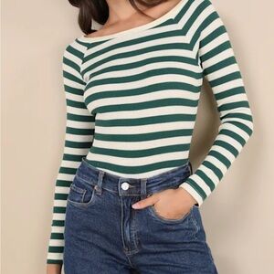 Lulu’s striped green and white long sleeve top